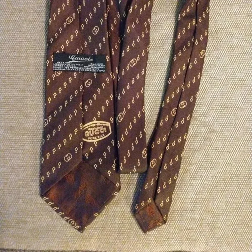 ❤️RARE VINTAGE GUCCI ITALY GG LOGO TIE BROWN 3 1/2